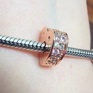 Charm Rosegold Pink stones Heart S925 for Pandora bracelet